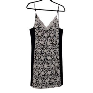 EUC Eva Franco at Anthropologie Black & Off-White Floral Embroidery Dress
